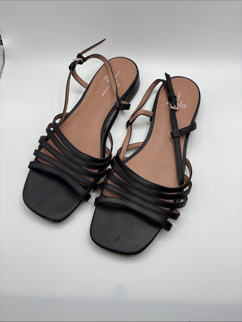 Paolo Black Multi-Strap Flat Sandals